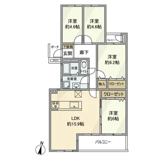 しいの木台ハイツ6号棟【4階】の間取り