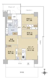 サンクタス大津石山【1階】の間取り