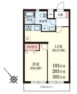 ロイヤルコーポ富士【2階】の間取り