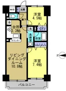パシフィック五橋【8階】の間取り
