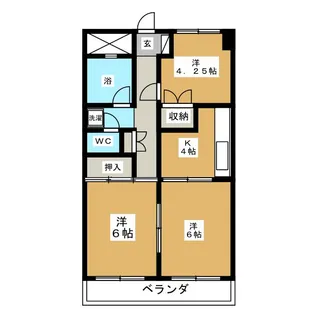 サンハイツ石橋2号【2階】の間取り