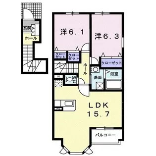 ピクシー・ラビット B【2階】の間取り