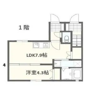 ウーデン馬絹【1階】の間取り