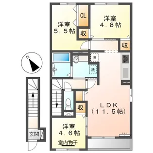 フェリス ディア A【2階】の間取り