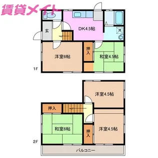 三重県桑名市筒尾4【一戸建】の間取り