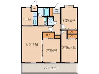 ハイグランディ塩冶【7階】の間取り