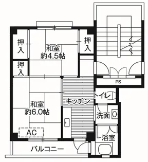 ビレッジハウス小坂3号棟【1階】の間取り