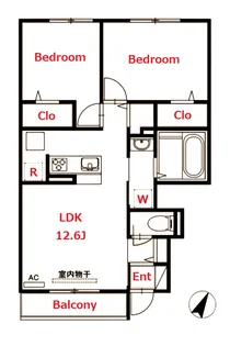 メゾン ド プリュネ【1階】の間取り