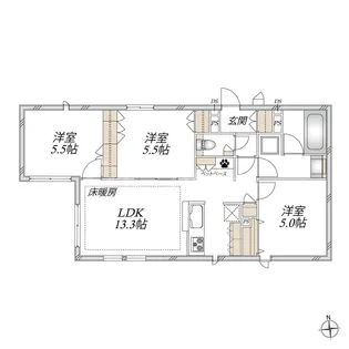 オルティエノワール【1階】の間取り