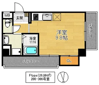 大橋マンション三番館【3階】の間取り