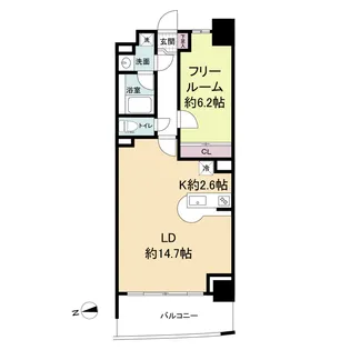 セレッソコート上本町EAST【7階】の間取り