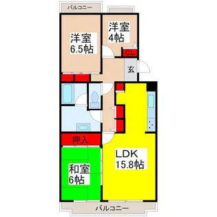 アミティ桜公園8号棟【1階】の間取り