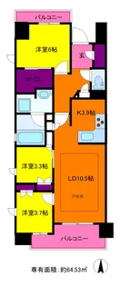 オーベル三鷹【7階】の間取り