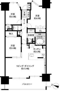 レーベンリヴァーレ町田ルージアタワー【15階】の間取り