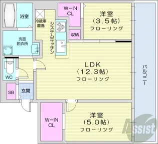 仮)ノーブル平岸【3階】の間取り