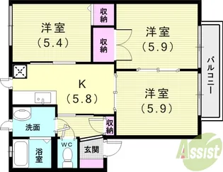 リンディ―西神戸【1階】の間取り