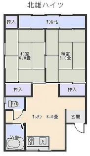 北雄ハイツ【1階】の間取り