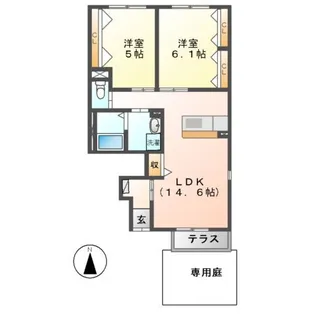 ヴィンテージ マルコウC棟【1階】の間取り