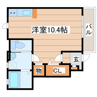 Befine六丁の目東B棟【1階】の間取り