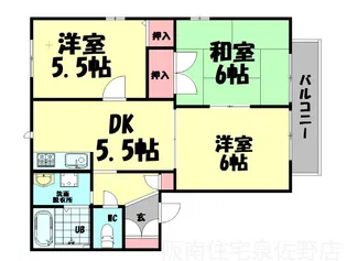 サンプレイス貝塚【1階】の間取り