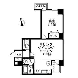 レジディアタワー麻布十番【19階】の間取り