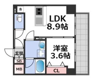 ブエナビスタ難波サウスタワー【10階】の間取り
