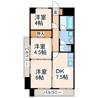 ラ・フレールレジデンス水前寺【7階】の間取り