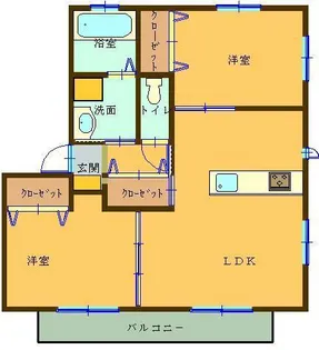 2LDKの間取り画像