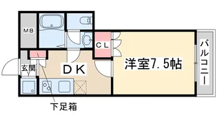 1DKの間取り画像
