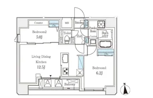 クラリティア文京湯島【7階】の間取り