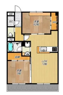 2LDKの間取り画像