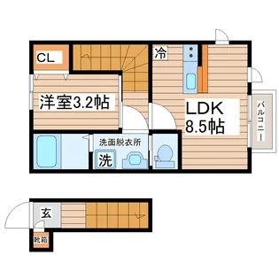 【新築】ディアコートII B棟【2階】の間取り