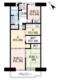 UR谷津パークタウン壱番街【4階】の間取り