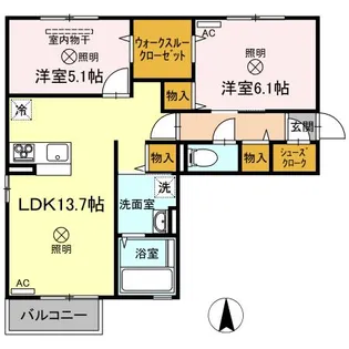 チェリーブロッソム F棟/G棟 G棟【2階】の間取り