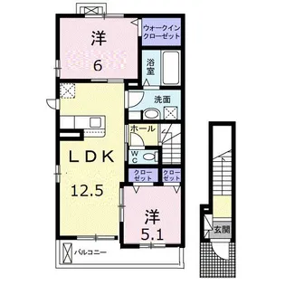 レ・フルールB【2階】の間取り