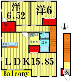 クロバーハイツ B棟【2階】の間取り