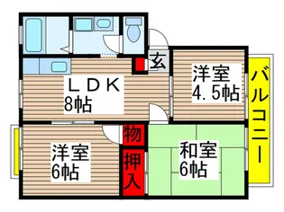 サンビレッジ平岡B棟【1階】の間取り