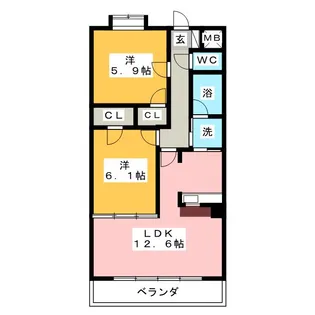 クレール新知【2階】の間取り