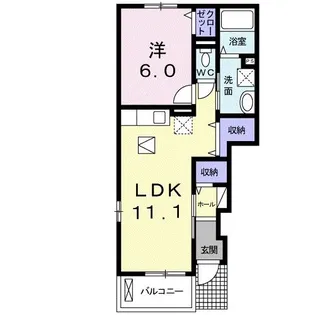 カーサ・フィオーレB【1階】の間取り