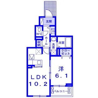 イーケー サングレース【1階】の間取り