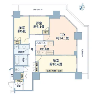 リエトコート武蔵小杉イーストタワー【9階】の間取り