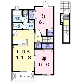 ロイヤルフィオーレC【2階】の間取り