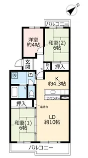 UR平城左京【4階】の間取り