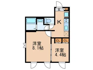 ルクレ高田馬場【2階】の間取り
