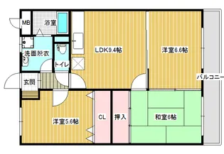 大阪府柏原市旭ケ丘2【マンション】の間取り