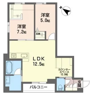 ヴァレンズ・クレシェレ【2階】の間取り