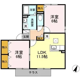 パルティール谷田B【1階】の間取り