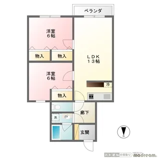 ヴィラージュ松原【4階】の間取り