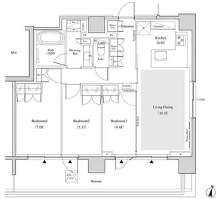 ザ・パークハビオ代々木【7階】の間取り