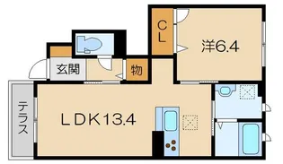 グランロシェ-E B棟【1階】の間取り